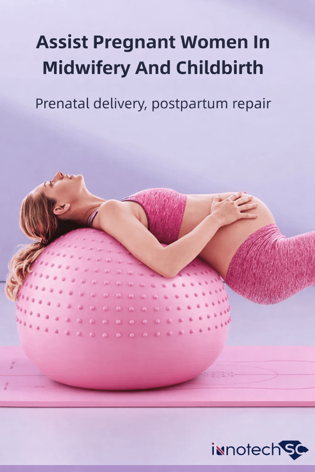 65 Cm (25.5 Inch) 2-In-1 Massage & Yoga Exercise Ball with Pump, Anti-Burst Stability Ball for Fitness, Pregnancy, Office Chair & Balance Training, Pink