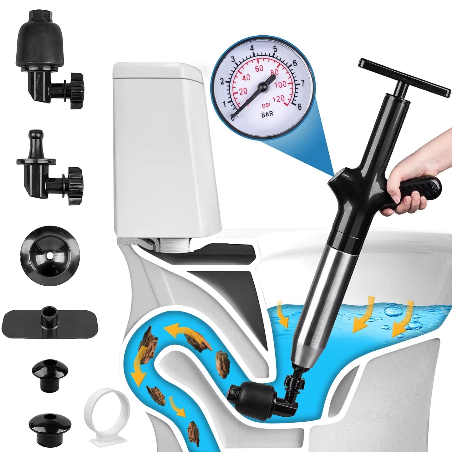 Toilet Unclogger Can Instantly Clear the Sewer Block the Toilet and Create a Universal Kitchen Floors Drain with Air Pressure
