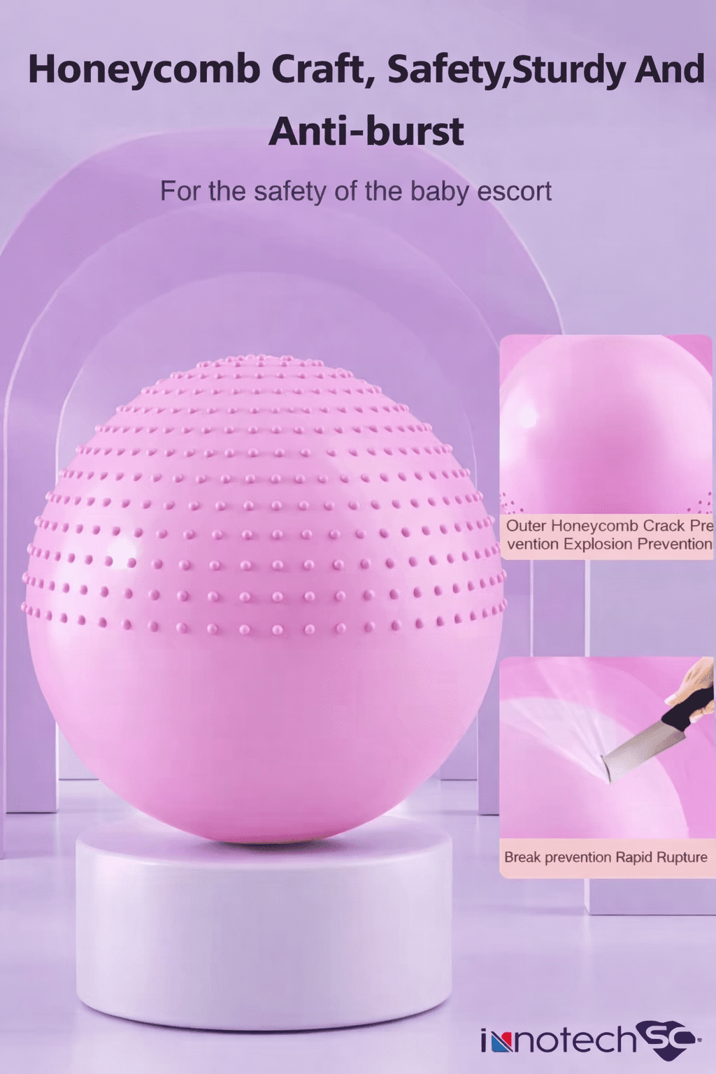 65 Cm (25.5 Inch) 2-In-1 Massage & Yoga Exercise Ball with Pump, Anti-Burst Stability Ball for Fitness, Pregnancy, Office Chair & Balance Training, Pink