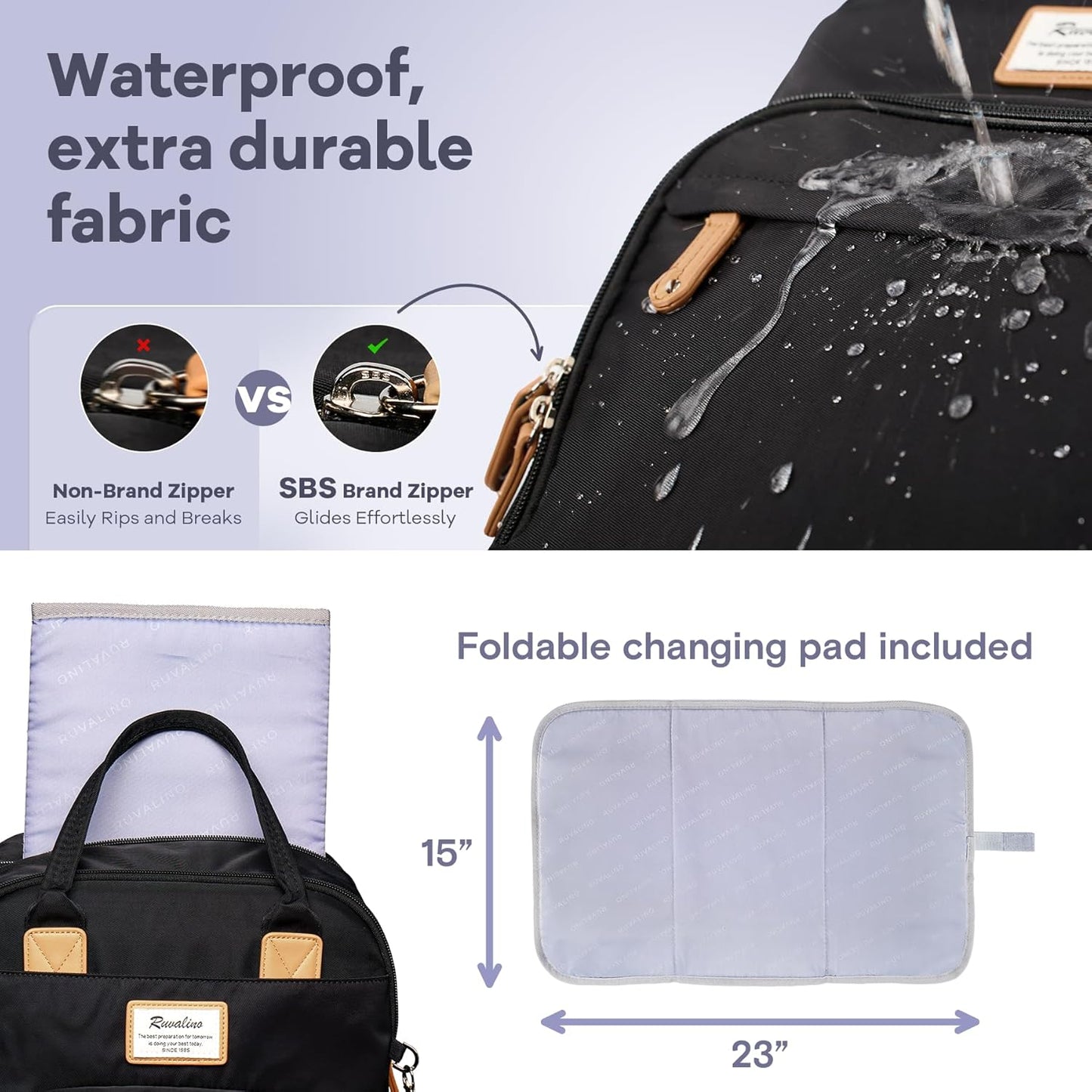 Diaper Bag Backpack, Multifunction Travel Pack Maternity Baby Changing Bags, Large Capacity, Waterproof, Black