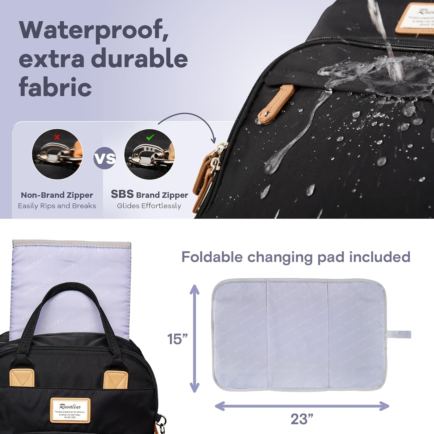 Diaper Bag Backpack, Multifunction Travel Pack Maternity Baby Changing Bags, Large Capacity, Waterproof, Black