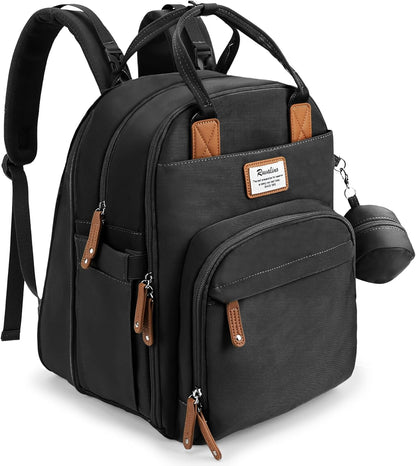 Diaper Bag Backpack, Multifunction Travel Pack Maternity Baby Changing Bags, Large Capacity, Waterproof, Black