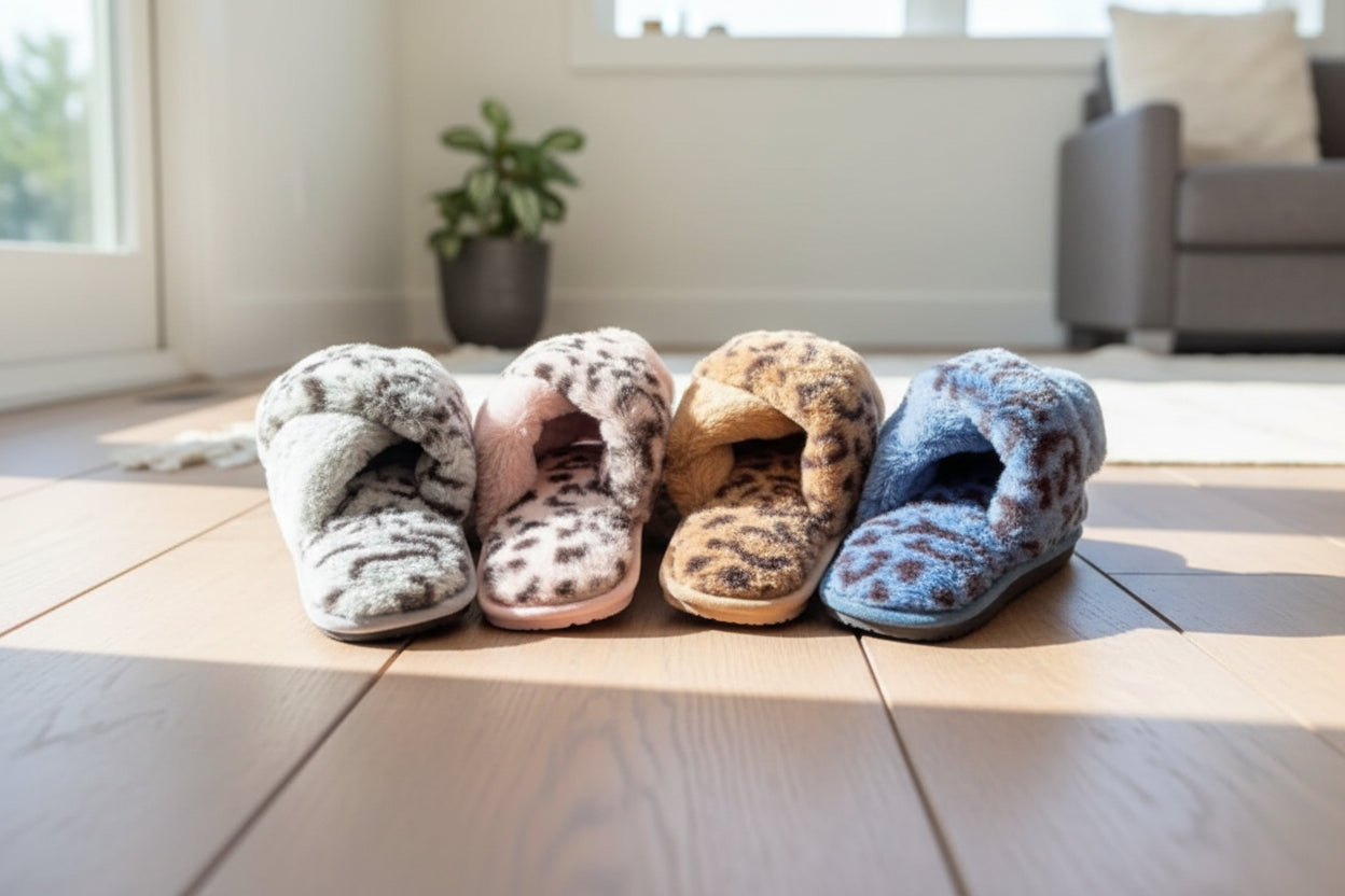 Fuzzy Cross Band Slippers for Women House Fluffy Slipper Winter Bedroom Open Toe