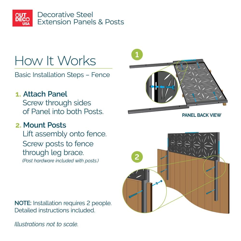 Stars 16 In. X 72 In. Galvanized Black Steel Decorative Screen Panel Wall and Fence Extension Privacy Panel