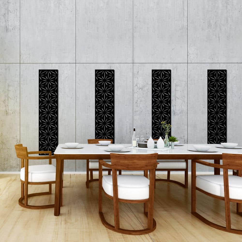 Stars 16 In. X 72 In. Galvanized Black Steel Decorative Screen Panel Wall and Fence Extension Privacy Panel